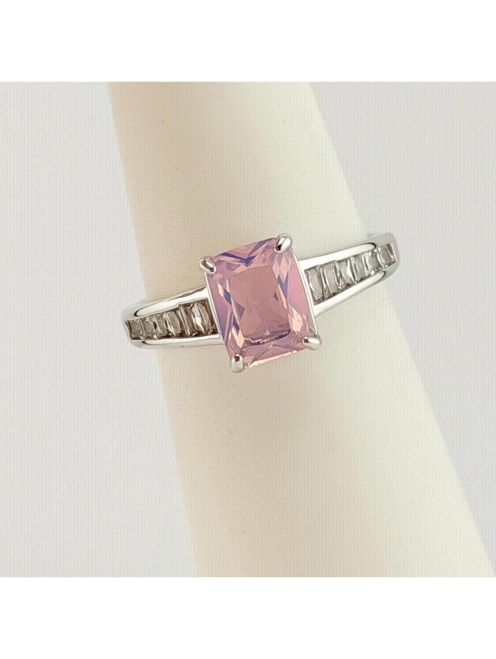 Bomb Party Ring Sz 9 "Fate Has It Covered" Pink Moonstone on Rhodium RBP8193